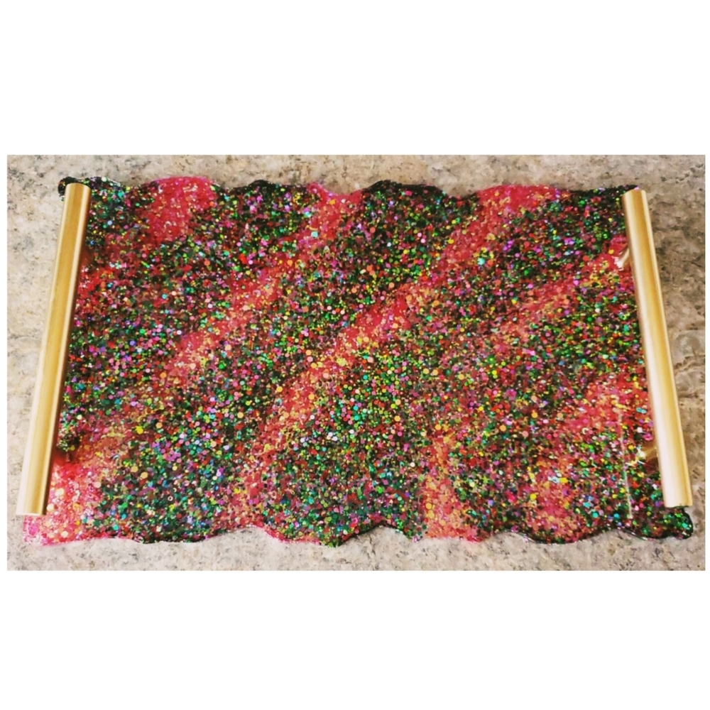 HM Watermelon Crush Stripe Resin Tray with Handles